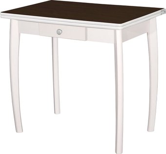 Кухонный стол Элегия раскладной с фигурной ножкой (венге пластик, лак бесцветный)