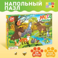 Развивающая игра Puzzle Time Мега-пазл Лесные жители 9319943 (24эл)