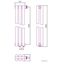 Стальной трубчатый радиатор Сунержа Эстет-11 EU50 1800х135 3 секции (белый)