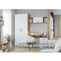 Шкаф распашной Горизонт Лайт 900 (белый/крафт золотой)