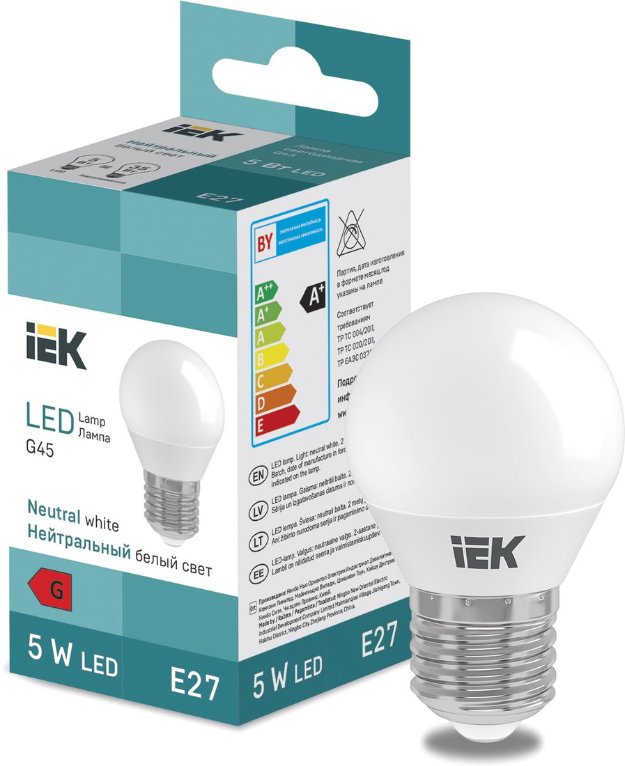 

Светодиодная лампочка IEK LED Globe G45 400lm 4000K E27