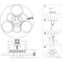 Припотолочная люстра Ambrella light Original FA3844/3+3 WH