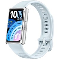 Фитнес-браслет Huawei Band 11 Pro (серебристый, с голубым силиконовым ремешком, международная версия)
