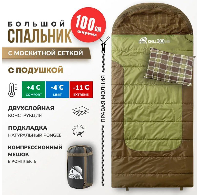 

Спальный мешок RSP Outdoors Chill 300 Big R (молния справа)