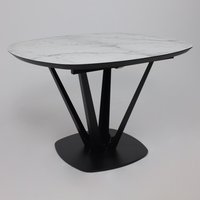 Кухонный стол Listvig Merlin 110-150х75 (МДФ+HPL-пластик белый Monte Belo/черный)