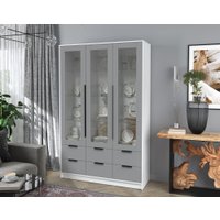 Шкаф-витрина Интерлиния Концепт КТ-ШВ3 (серебро/белый платинум)