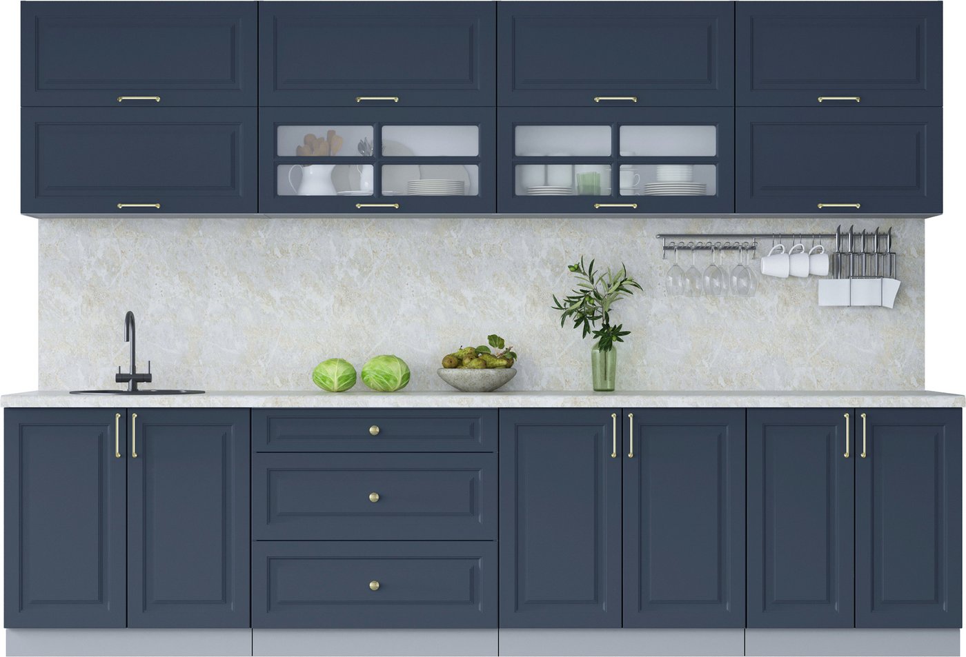 

Готовая кухня Интерлиния Мила Шато 3.1Б (индиго/индиго/опал светлый)