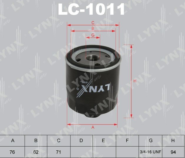 

Масляный фильтр LynxAuto LC-1011