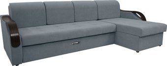 Угловой диван Сириус Лидер-6 с оттоманкой НПБ 300x165 (Eva 32 велюр серый)