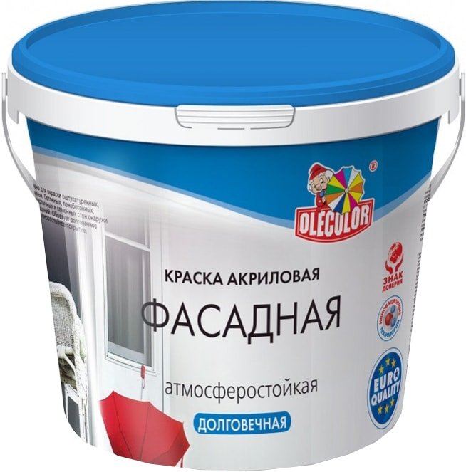 

Краска Olecolor Водно-диспрессионная фасадная 1 кг (супербелый)