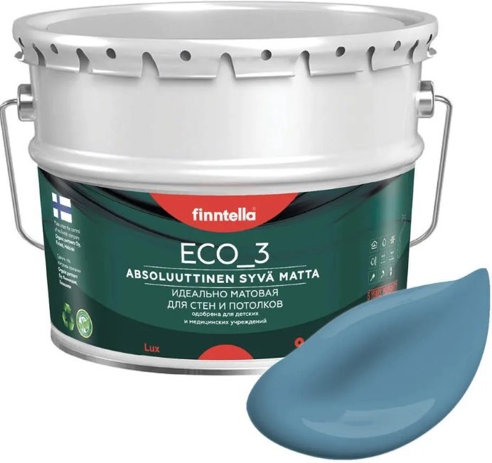 

Краска Finntella Eco 3 Wash and Clean Terassininen F-08-1-9-LG206 9 л (синий)