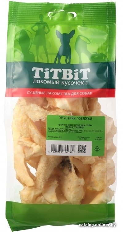Лакомство для собак TiTBiT Хрустики говяжьи - мягкая упаковка 65 г