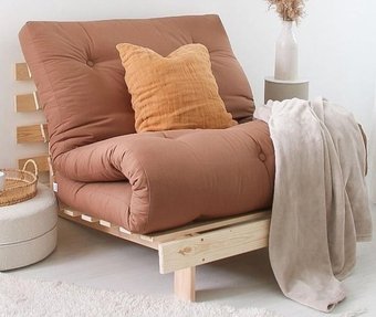 Кресло-кровать Krasawick Клевер 90 KW 1043 (светлое дерево/коричневый)