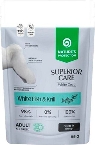 Консервированный корм для собак Nature's Protection SC White Grain Free Белая рыба и криль NPSC70465 85 г