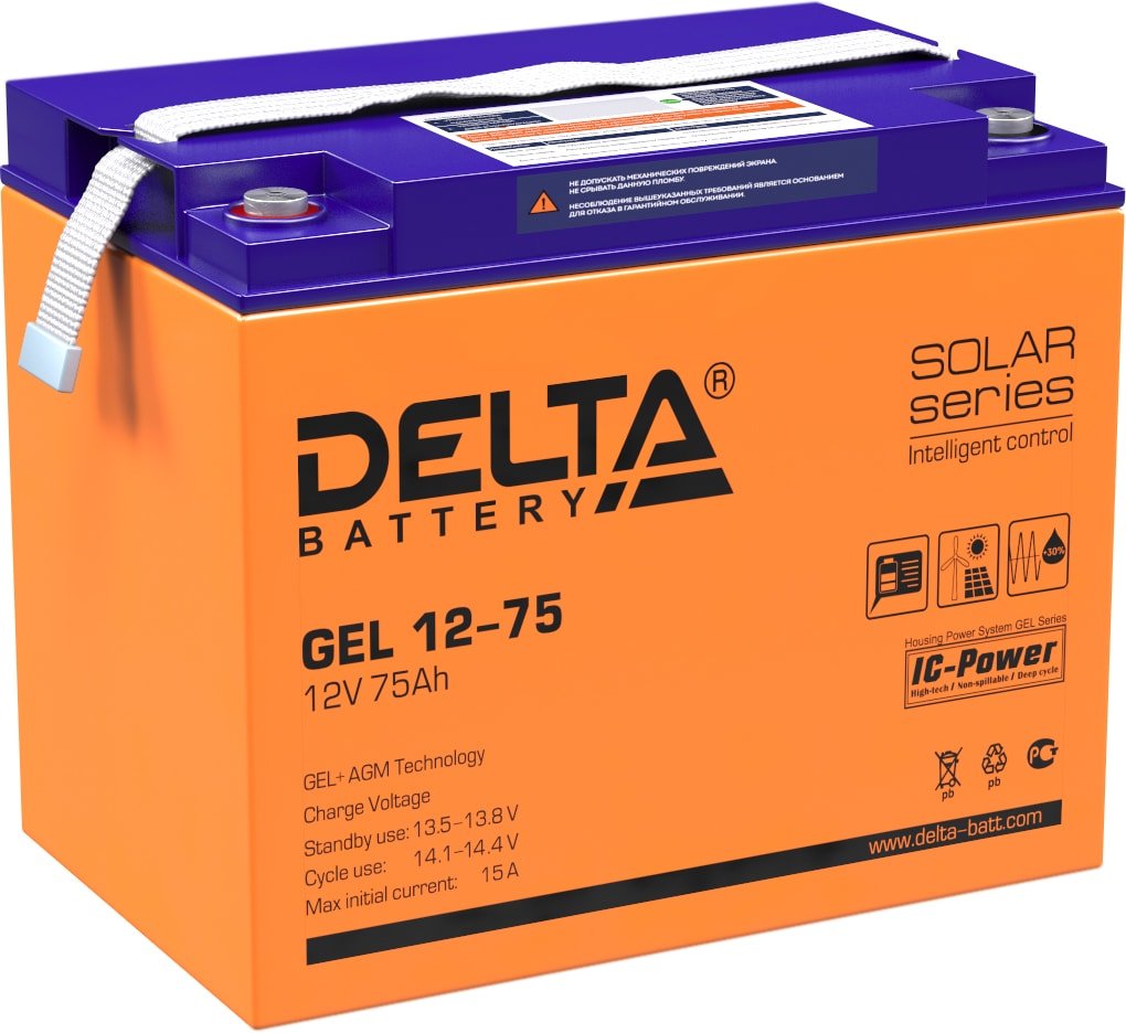 

Аккумулятор для ИБП Delta GEL 12-75 (12В/75 А·ч)