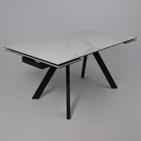 Кухонный стол Аврора Монако New 1600/2240x900 (камень белый Greys White/черный матовый)