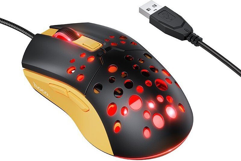 Игровая мышь Hoco GM51 (черный/желтый)