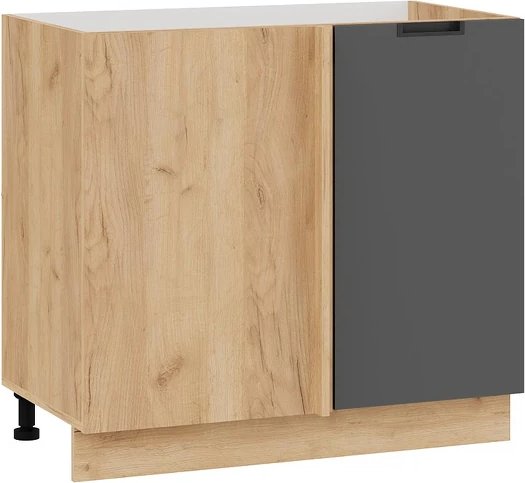 

Шкаф навесной Трия Гренада 1Н9У угловой с одной дверью (дуб крафт золотой/холст вулкан)