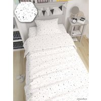1.5-спальный комплект постельного белья Amarobaby Time To Sleep Stars AMARO-3403-St (белый/черный)