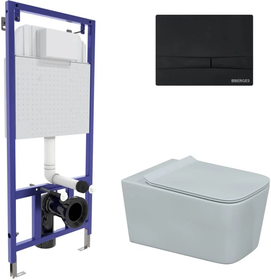 

Унитаз подвесной Berges Wasserhaus Floe Rimless + Floe Slim SO + Novum525 + F5 Soft Touch 043224