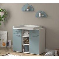 Детский комод Интерлиния Toddler-2 + 2 полки (белый/океан)