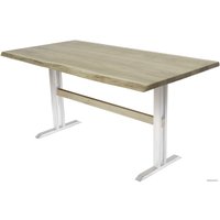 Кухонный стол Buro7 Двутавр 150 (с обзолом, дуб беленый/белый)