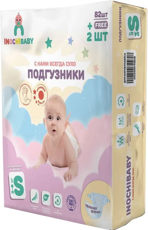 

Подгузники Inochibaby S 3-6 кг 83287438 (84 шт)