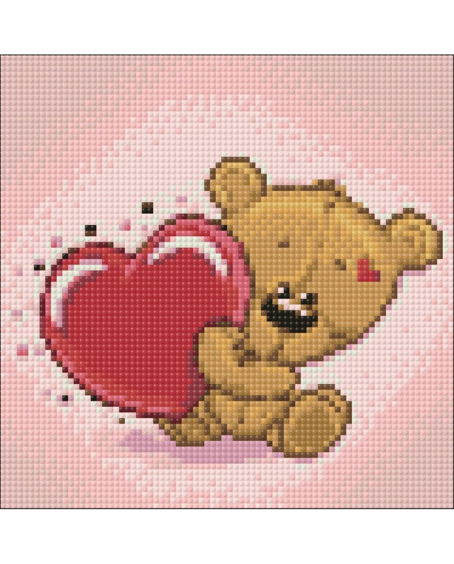 

Алмазная мозаика Wizardi Мишуткино сердце 2WD2299