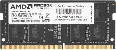 

Оперативная память AMD Radeon R7 32GB DDR4 SODIMM PC4-21300 R7432G2606S2S-U