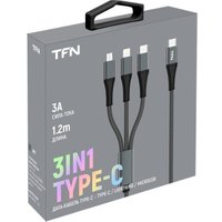Кабель TFN TFN-C-3IN1-USBC-GR USB Type-A - USB Type-C/Lightning/microUSB (1.2 м, белый)