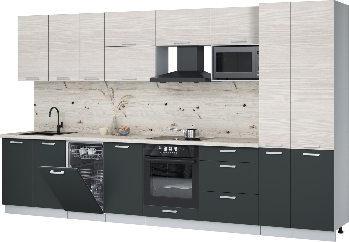 

Готовая кухня Интерлиния Мила Лайт 3.6-ПМ4 (вудлайн кремовый/антрацит/бискайская сосна)