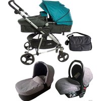 Универсальная коляска ForKiddy Siesta (3 в 1 + утепленный блок, бирюзовый)