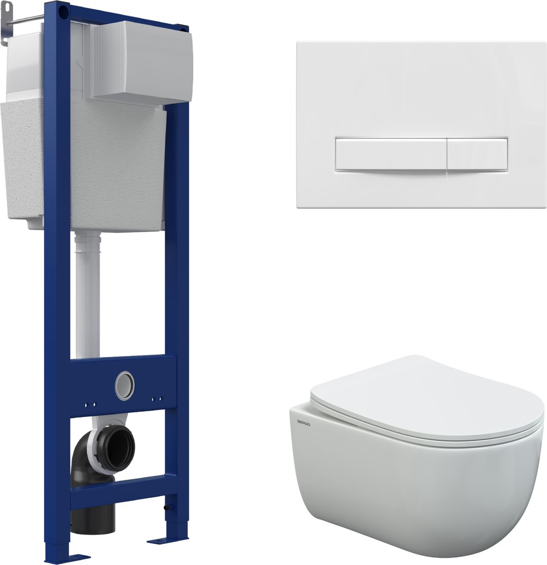 Унитаз подвесной Berges Wasserhaus Ventas Rimless + АТОМ 410 AT-043339 (с сиденьем)