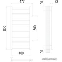 Полотенцесушитель TERMINUS Аврора П8 400x800 бп 500 (хром)