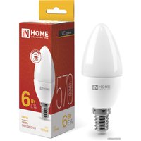 Светодиодная лампочка In Home LED-Свеча-VC 6Вт 230В Е14 3000К 570Лм 4690612020389