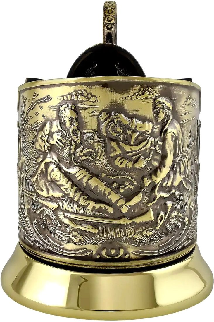 

Подстаканник Кольчугинский мельхиор Охотники С9408/2