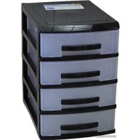 Органайзер для хранения Росспласт Мини 4 яруса (черный/прозрачный)