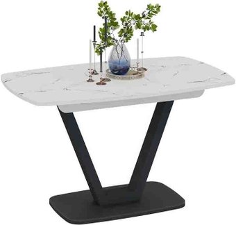 Кухонный стол Трия Сингапур Тип 1 (черный муар/стекло белый мрамор)