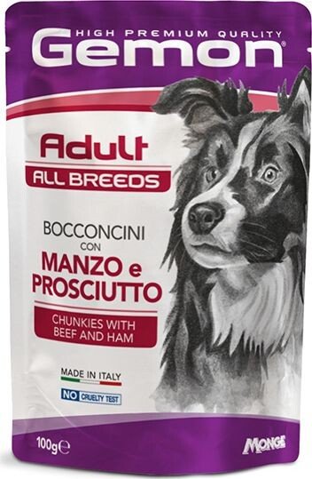 

Консервированный корм для собак Gemon Adult Beef and Ham 100 г