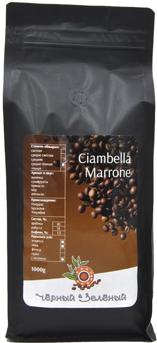 

Кофе Чёрный & Зелёный Ciambella Marrone в зернах 1 кг