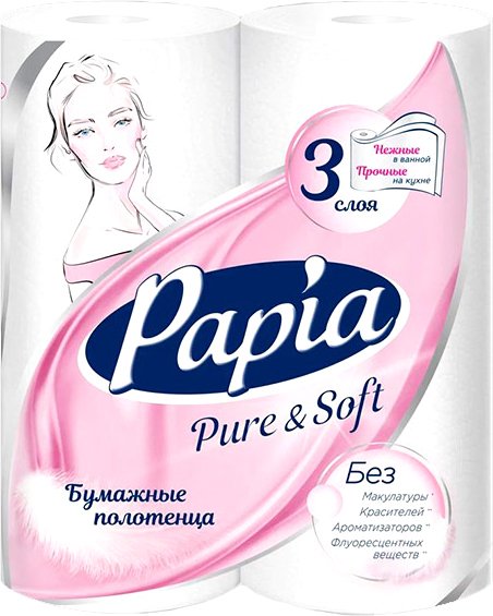 

Бумажные полотенца Papia Pure&Soft (3 слоя, 2 рулона)