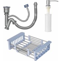 Кухонная мойка Saniteco 6550-R (с сифоном, дозатором и коландером)