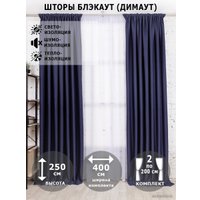 Комплект штор Модный текстиль Блэкаут рогожка димаут 112MT391028 2.5x2 (синий сапфир)