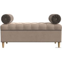 Банкетка Лига диванов Глория 113655 (велюр бежевый/коричневый/коричневый)