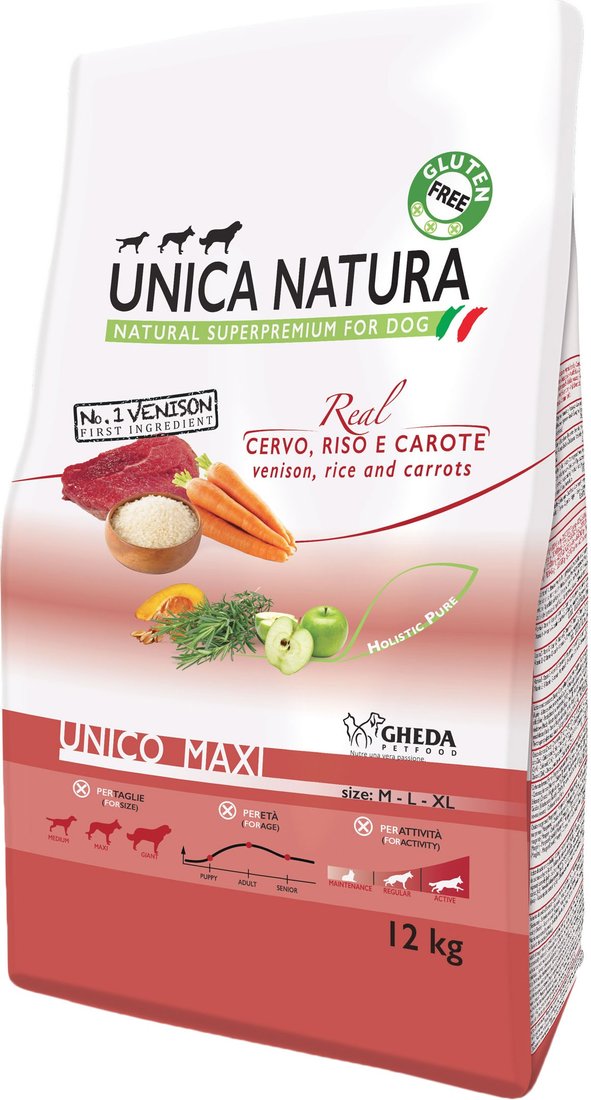 

Сухой корм для собак Unica Natura Unico Maxi с олениной, рисом и морковью 12 кг