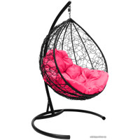 Подвесное кресло M-Group Капля 11020408 (черный ротанг/розовая подушка)
