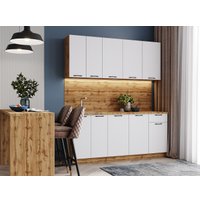 Готовая кухня Mebiplex Вивиан МДФ 1.8м 38мм (вотан/белый матовый) в Солигорске