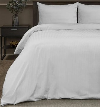 Постельное белье Amore Mio Страйп-сатин Crystal 1.5 47937 (белый)