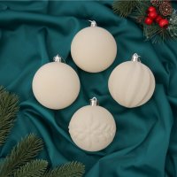 Елочная игрушка Зимнее волшебство Бархатный зной 10514184 (4шт, белый)