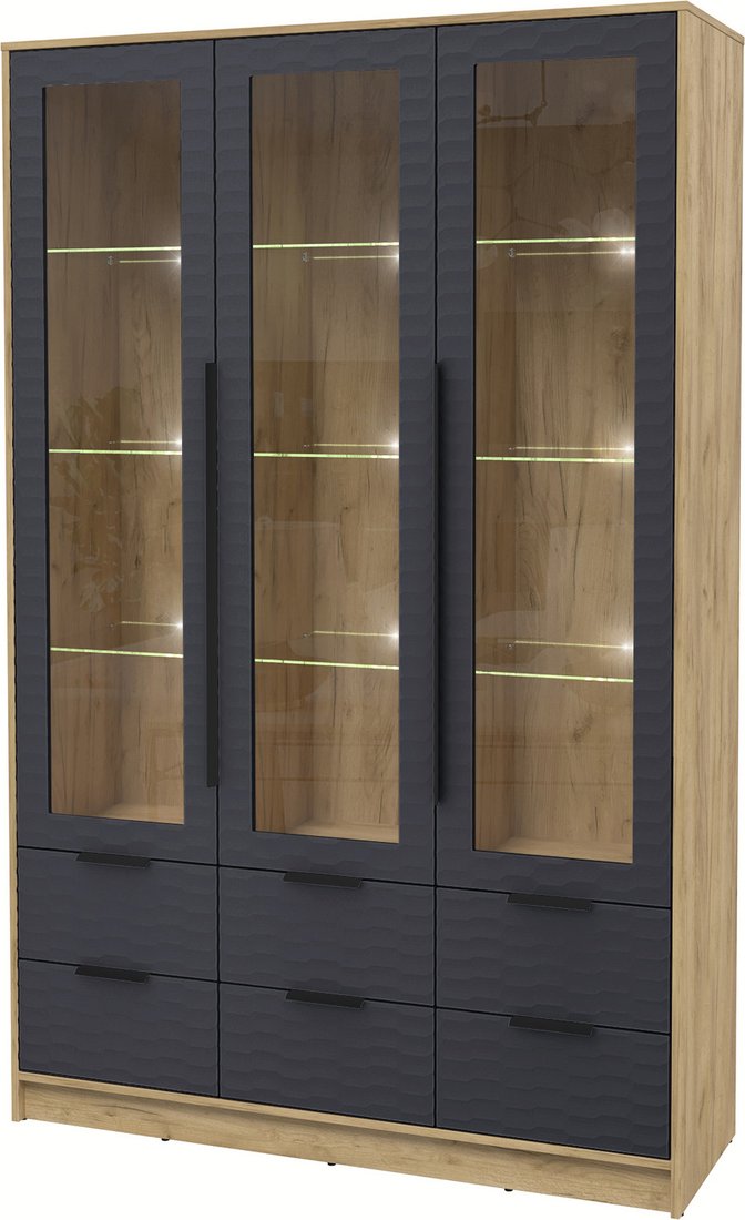 

Шкаф-витрина Интерлиния Концепт Зодиак КТ-ШВ3 с подсветкой (дуб золотой/пепел)